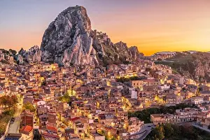 Caltabellota, Sicily, Italy historic town in Sicily at dusk