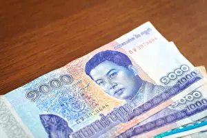 Wages Prints: Cambodian money, paper currency