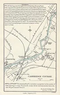 Boating Prints: The Cambridge University Boat Club Bumps rowing course by Edward Weller 1888 map