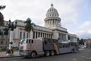 Havana Prints: Camel bus, at the Capitol, Academy of Sciences, Havnna, Cuba, Camello, Guagua