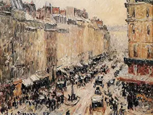 Impressionisme Prints: Camille Pissarro (1830 1903) La Rue Saint Lazare Sous La Neige - Private Collection 1897