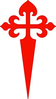 Apostle Prints: Camino de Santiago Red Cross Symbol icon. Cross of Saint James. Vector illustration