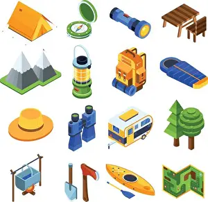 Scout Prints: Camping and Hiking Isometric Icons