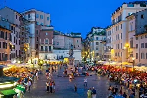 Campo de Fiori, Rome, Italy. Restaurants and visitors at night