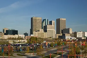 Highrise Prints: CANADA, Manitoba, Winnipeg: Downtown Highrise Buildings from The Forks / Daytime