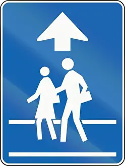 Street Sign Prints: Canadian school crossing ahead warning sign, old version. This sign is used in Ontario