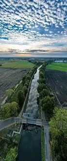 Countryside Landscape Prints: canal Dessel Schoten panoramic aerial photo in Rijkevorsel