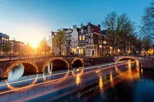 Canals of Amsterdam at night. Amsterdam is the capital and most populous city of the Netherlands
