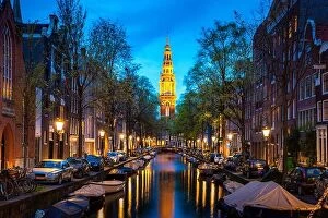 Images Dated 2nd May 2016: Canals of Amsterdam at night in Netherlands. Amsterdam is the capital