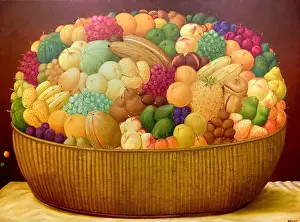 Colombia Prints: Canasta de frutas, 1997, Fernando Botero, Museo Botero, Bogota, Cundinamarca, Colombia