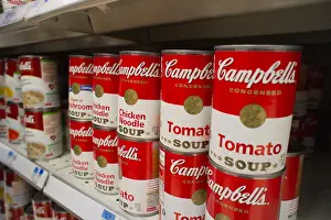 Concentrate Prints: Cans of Campbell's Tomato Soup are seen in a supermarket in New York