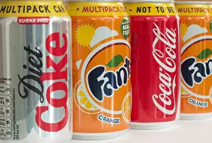Lots Prints: Cans Of Carbonated Fizzy Soft Drinks