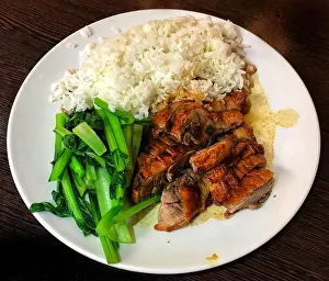 Cantonese Prints: Cantonese roast duck with rice and vegetables