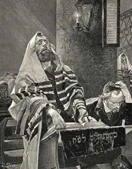 Capsules Prints: Cantor in a synagogue in Poland, c. 1890, after Grocholski