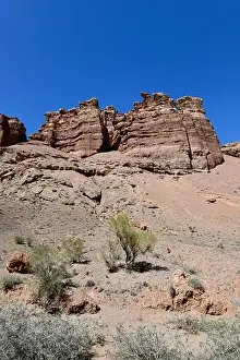 Cavern Prints: Canyon sunlit view with rocks and a pronounced texture of a yellowish stone
