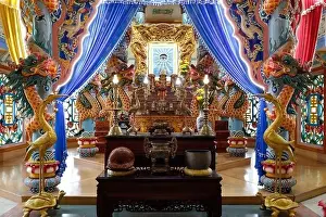 Interieur Prints: Cao Dai temple. Main altar. Hue. Vietnam