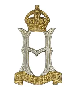 Armour Prints: Cap badge of the 23rd Hussars, c. 1940-1946