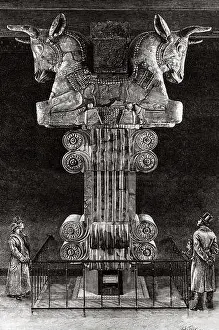 Art And Craft Prints: Capital column Audience Chamber Hall Apadana Persian Palace of Darius I the great 521-486 BC King of Persia Susa Iran