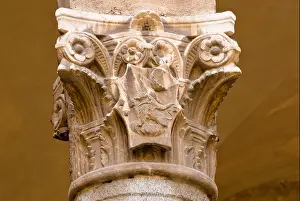 Castello Prints: Detail of a capital on a column in the Portico Della Rocchetta