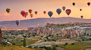 Images Dated 5th June 2018: Cappadocia balloons at sunrise, Goreme, Anatolia, Turkey