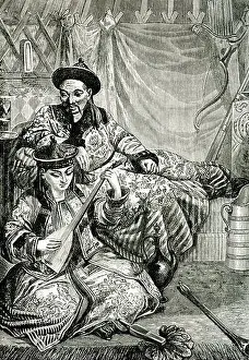Mandarin Prints: The caption for this 1883 illustration reads: Chinese Mandarin and Wife