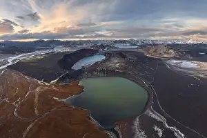 Sediment Prints: Captivating drone shot showcasing the rugged beauty of Iceland's highland lakes