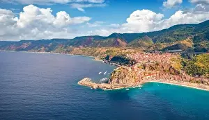 Scilla Prints: Captivating summer view from flying drone of Reggio Calabria
