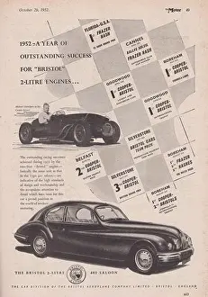 1952 Prints: The Car Division of the Bristol Aeroplane Co Ltd - Bristol 2 Litre 401 Saloon & Michael Hawthorn in the Cooper-Bristol