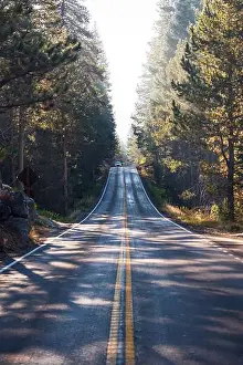 Yosemite Prints: Car driving along the road in Yosemite National Park