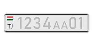 Licence Prints: Car number plate. Vehicle registration license of Tajikistan. European Standard sizes
