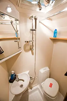 Caravan Prints: A caravan bathroom interior at the Caravan and motor home show at Event City in Manchester