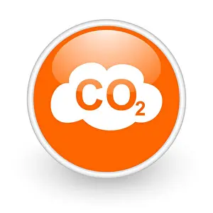 Fumes Prints: Carbon dioxide modern design glossy orange web icon on white background
