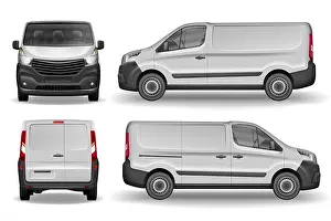 Minibus Prints: Cargo vehicle front, side and rear view