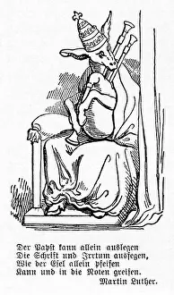1500s Prints: Caricature of the Pope by Lucas Cranach the Elder with text by Martin Luther