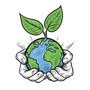 Earth Day Prints: Caring for nature and environmental protection. Earth Day, ecology of environment vector