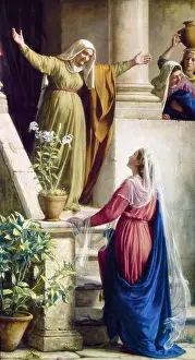 Bible Story Prints: Carl Bloch, Mary and Elizabeth, painting before 1890