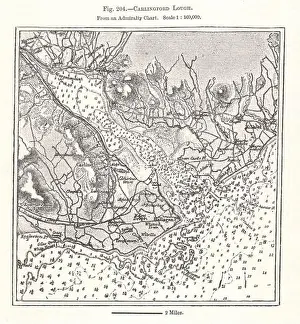 Virtue Prints: Carlingford Lough from an Admiralty Chart. Soundings. Ireland. Sketch map 1885