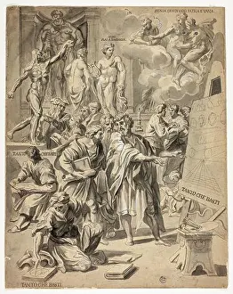 Graphite Prints: Carlo Maratti. Allegorical Scene in Artist's Studio