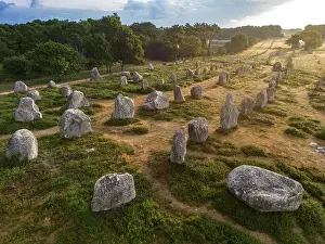 Carnac alignments in the early morning (Kermario alignments)