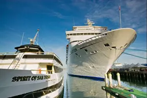 Cruise Ship Prints: Carnival Elation cruise ship and Spirit of San Diego excursion yacht at Embarcadero terminal in San Diego