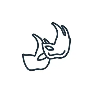 White Background Vector Vectors Prints: Two carnival masks outline vector icon