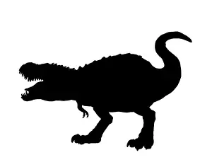 Reptiles Prints: Carnivorous dinosaur - tyrannosaurus rex. Dino T-Rex silhouette drawing
