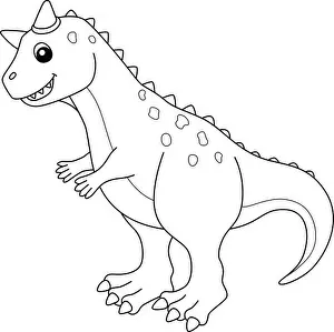 Dinosaur Prints: Carnotaurus Coloring Isolated Page for Kids