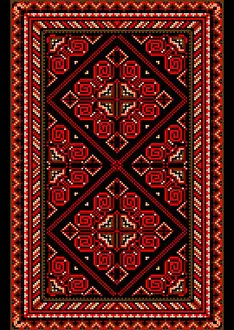 Bright Blue Prints: Carpet in the old style with red and burgundy shades
