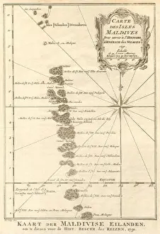Carte des Isles Maldives'. BELLIN / SCHLEY 1753 old antique map plan chart