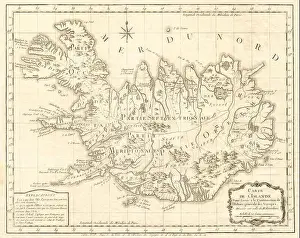 Voyages Prints: Carte de l'Islande'. Antique map of Iceland by BELLIN 1768 old