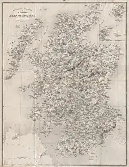 Starling Prints: Carte Physique et Routière de l'Ecosse. A map of Scotland. STARLING, 1838