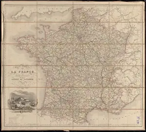 Travelers Prints: Carte routière de la France, dressée spécialement pour tous les guides du voyageur