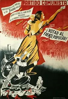20 Xx Twentieth Century Prints: CARTEL DEL PARTIDO COMUNISTA SOLICITANDO EL VOTO PARA EL FRENTE POPULAR EN LAS ELECCIONES DEL 16 DE FEBRERO DE 1936