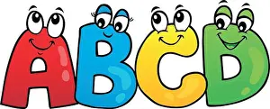 Educative Prints: Cartoon ABCD letters theme 1 - eps10 vector illustration